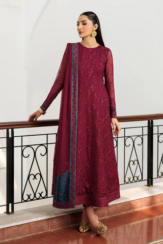 Embroidered Chiffon 3-Piece Suit | Dyed Raw Silk Trouser & Dupatta