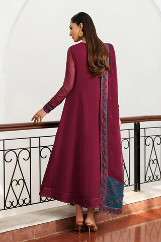 Embroidered Chiffon 3-Piece Suit | Dyed Raw Silk Trouser & Dupatta