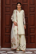 Plain Chiffon Suit | Embroidered Sleeves, Organza Dupatta & Raw Silk Trouser