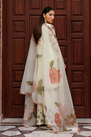 Plain Chiffon Suit | Embroidered Sleeves, Organza Dupatta & Raw Silk Trouser