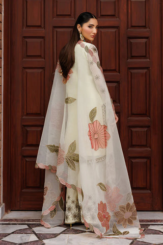 Plain Chiffon Suit | Embroidered Sleeves, Organza Dupatta & Raw Silk Trouser