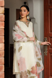 Plain Chiffon Suit | Embroidered Sleeves, Organza Dupatta & Raw Silk Trouser