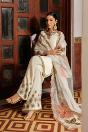 Plain Chiffon Suit | Embroidered Sleeves, Organza Dupatta & Raw Silk Trouser