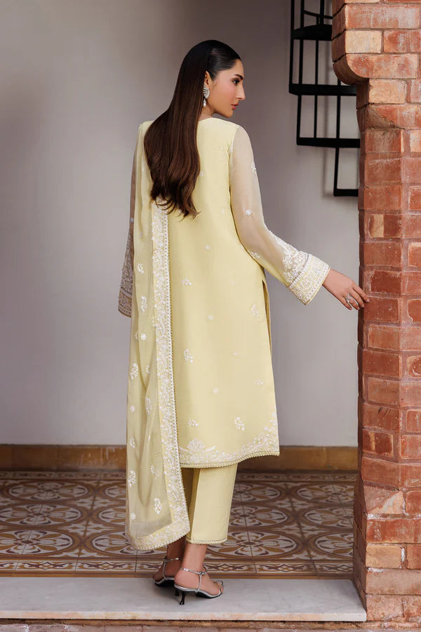 Hand Embellished Embroidered Chiffon Suit | Raw Silk Trouser & Dupatta