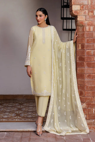 Hand Embellished Embroidered Chiffon Suit | Raw Silk Trouser & Dupatta