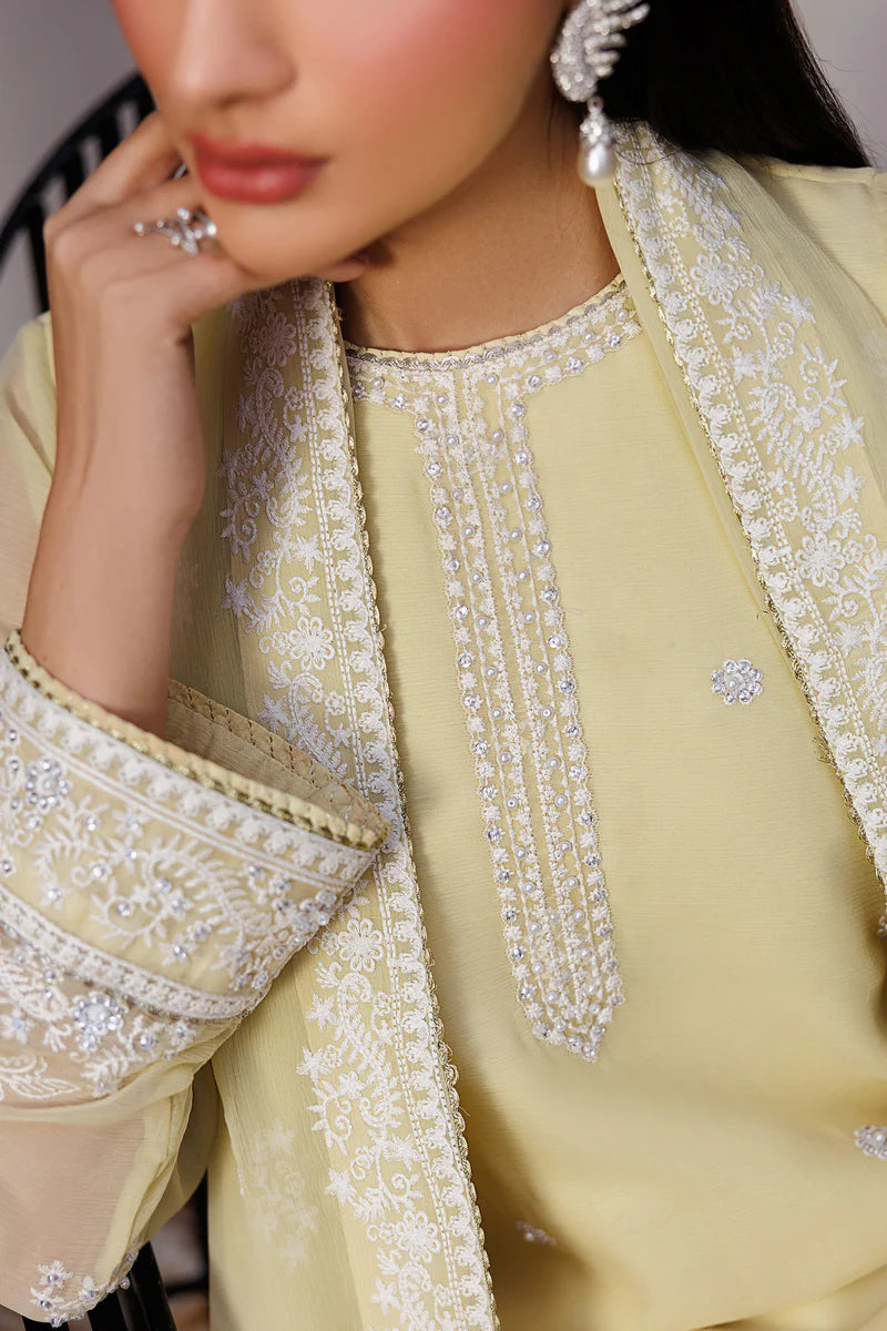 Hand Embellished Embroidered Chiffon Suit | Raw Silk Trouser & Dupatta