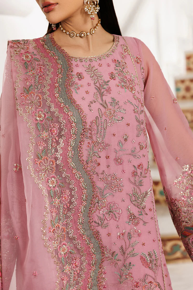 Sequins Embroidered Chiffon 3-Panel Suit | Organza Dupatta & Raw Silk Trouser
