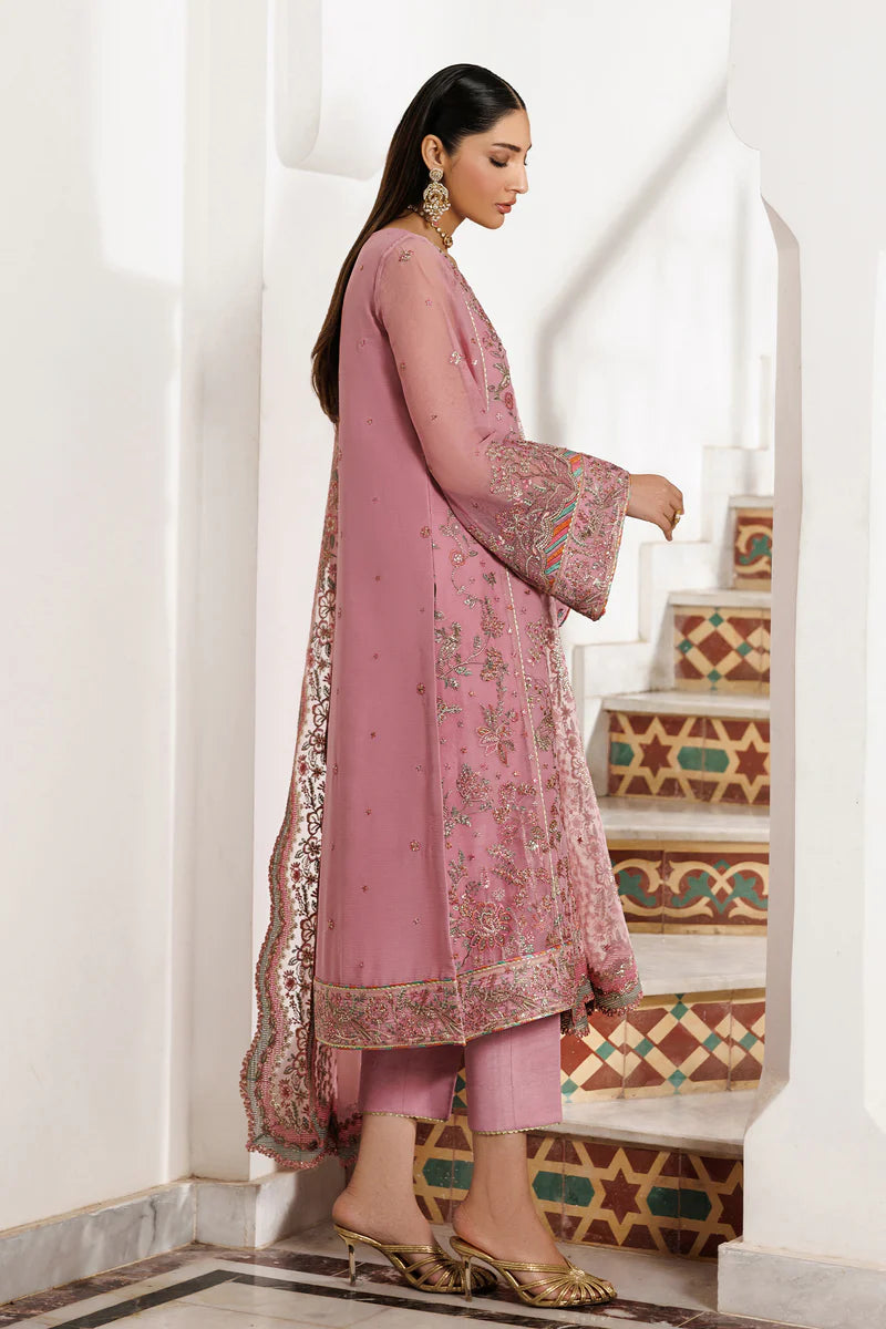 Sequins Embroidered Chiffon 3-Panel Suit | Organza Dupatta & Raw Silk Trouser