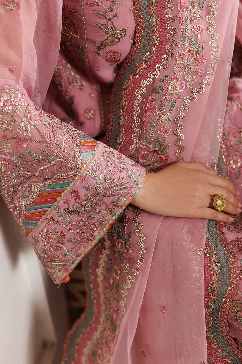Sequins Embroidered Chiffon 3-Panel Suit | Organza Dupatta & Raw Silk Trouser
