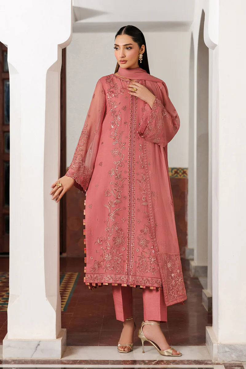 Sequins Embroidered Chiffon Panel Suit | Raw Silk Trouser & Embroidered Dupatta