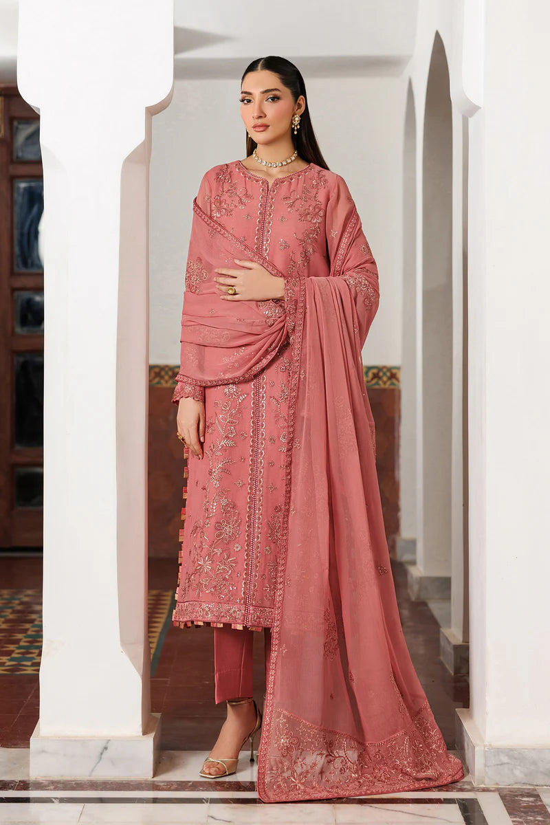 Sequins Embroidered Chiffon Panel Suit | Raw Silk Trouser & Embroidered Dupatta