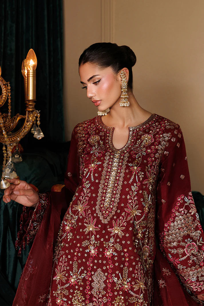 Emaan Adeel Organza Party Wear Dress | Handmade Embroidered Pakistani Luxury Suit