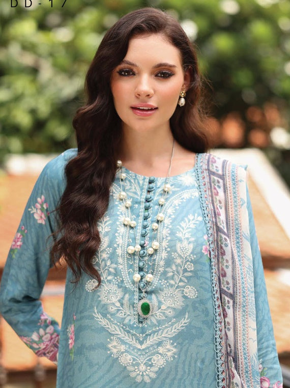 Daily delight by Nurèh Embroidered slub linen viscose collection (DD-17)