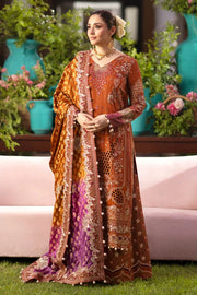 Luxury Embroidered Silk Cutwork Formal Suit with Zari Chiffon Dupatta