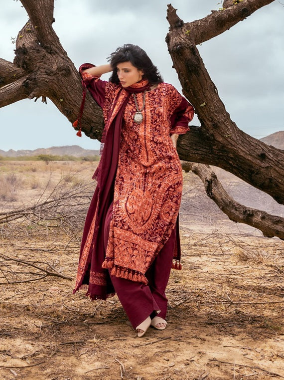 Pat Jhaar by Gul Ahmed Embroidered Pashmina Collection 2025 (AP-52011)