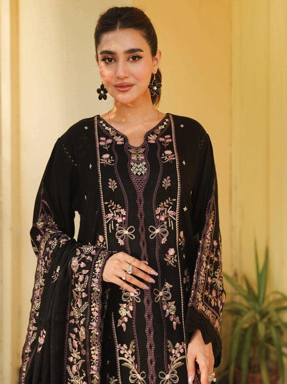 ABRISH Embroidered Fancy Peach Leather Collection by Johra (JW-145)