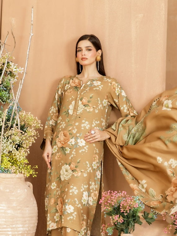 Anzish Fancy Embroidered  Leather Peach Collection By Tawakkal (D-4831)