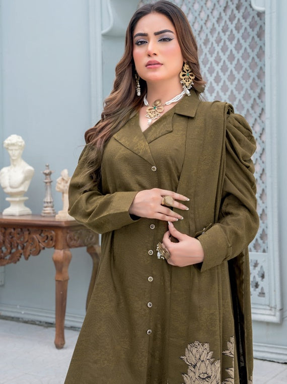 Nihal self jacquard peach Collection By Riaz Arts (D-01)