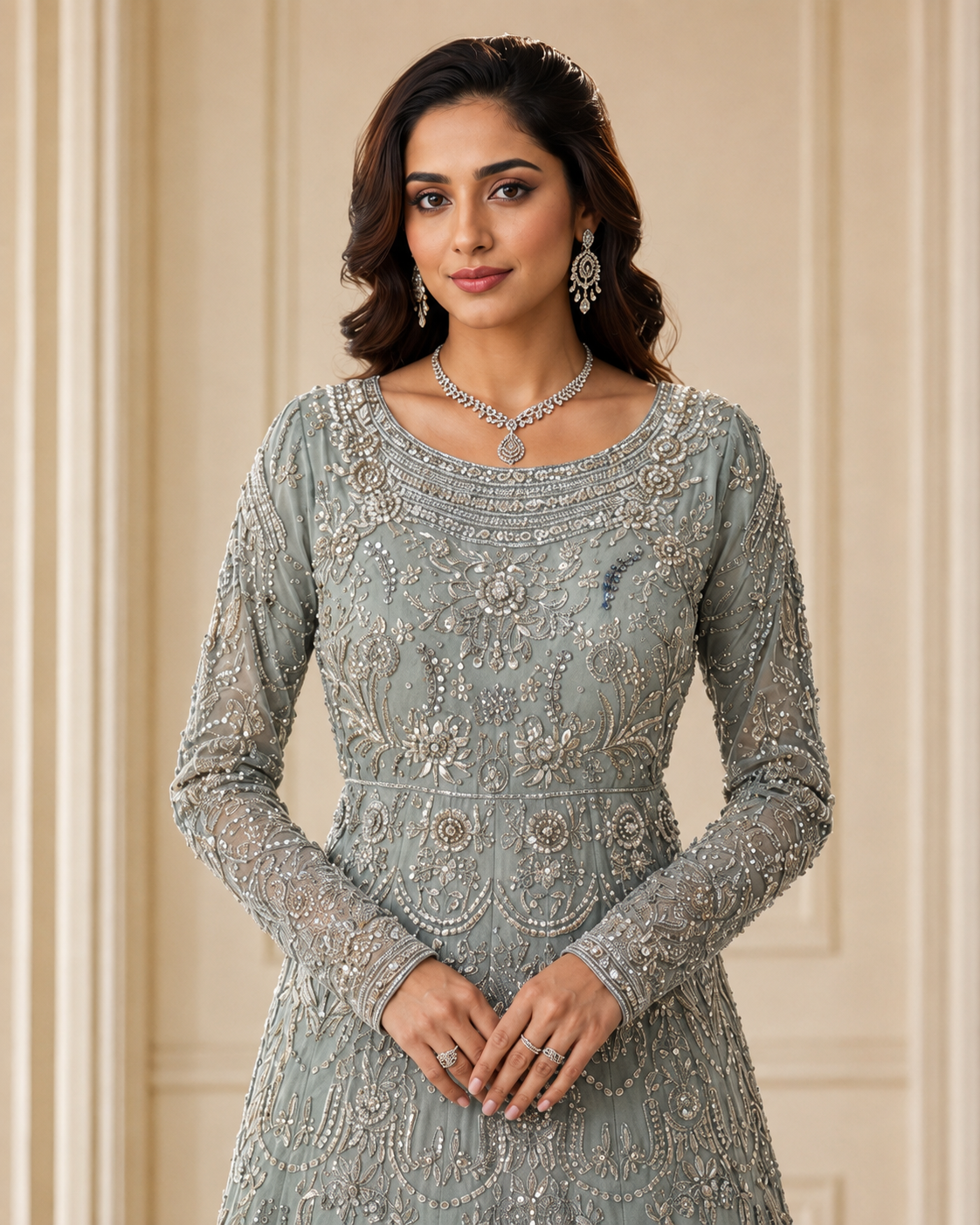 Silver Sage Handmade Cora Dabka Maxi Dress for Wedding – Ready to Wear