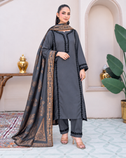 Riaz Arts Deedar Wool Touch Peach Suit with Banarsi Jacquard Wool Shawl