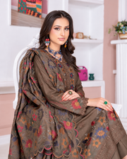 Riaz Arts Kamyar Luxury Winter Embroidered Wool Touch Peach Suit