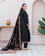 Riaz Arts Deedar Wool Touch Peach Suit with Banarsi Jacquard Wool Shawl