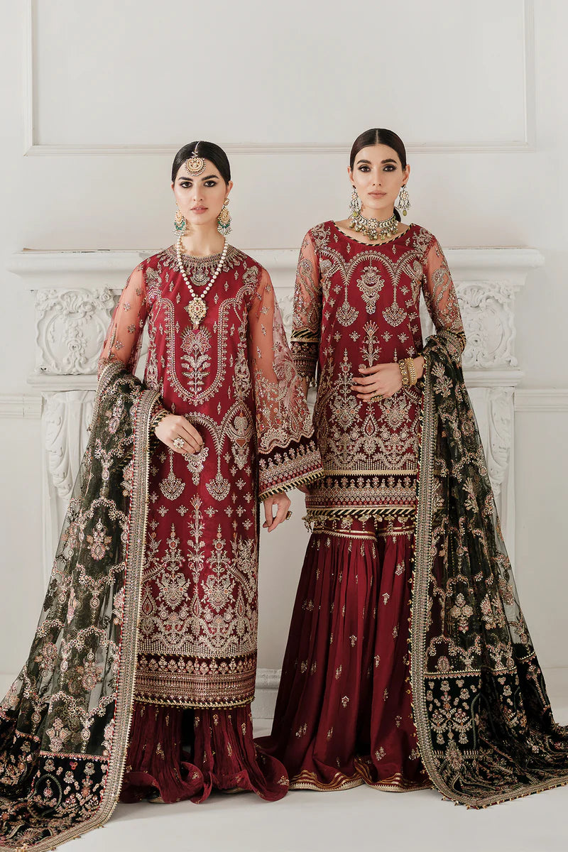Luxury 10-Piece Embroidered Net & Velvet Unstitched Suit | Neckline Patch, Velvet Sleeve & Front Back Patches | Embroidered Net Dupatta & Silk Trouser | Premium Women's Festive Wear