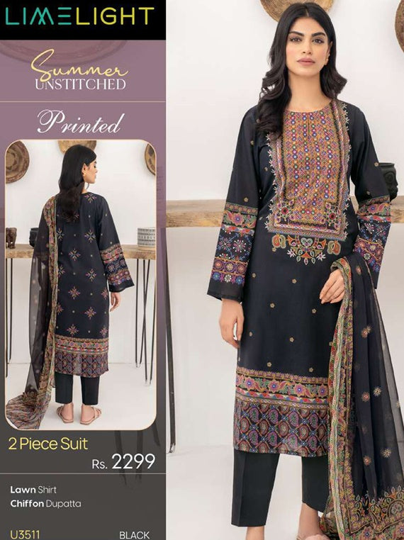 Limelight Printed Lawn Collection 2025 Vol-01 (U3511 Black)