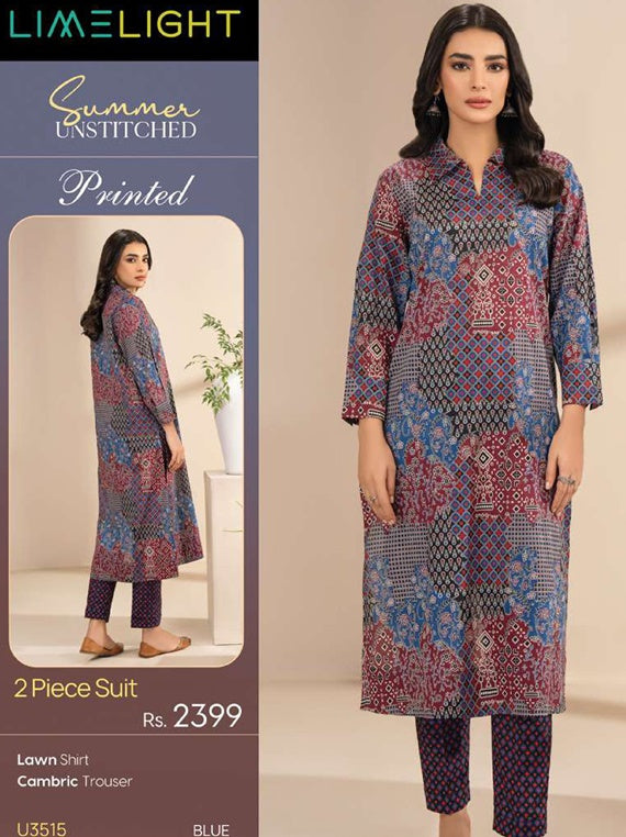 Limelight Printed Lawn Collection 2025 Vol-01 (U3515 Blue)