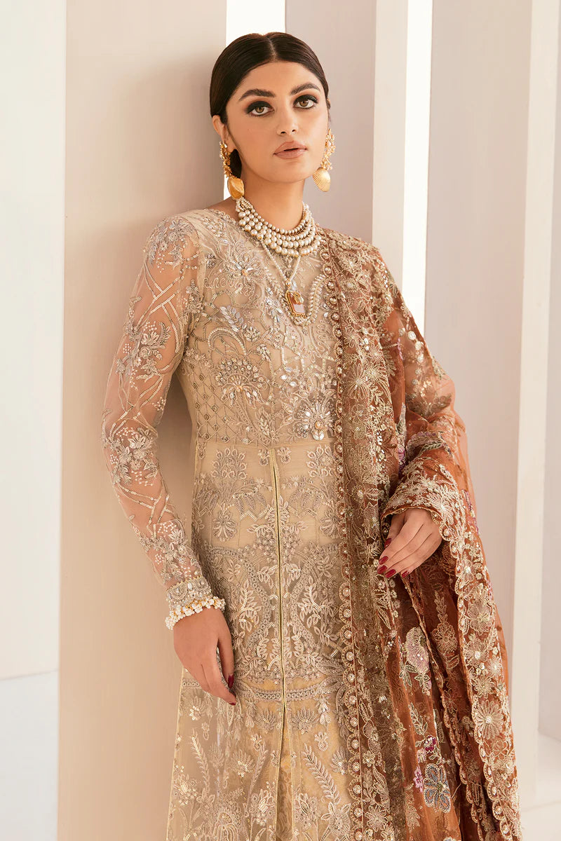 Luxury 10-Piece Hand Embroidered Net Suit | Front Hand Work, Net Dupatta & Dyed Jamawar Trouser – Unstitched Bridal & Formal Wear