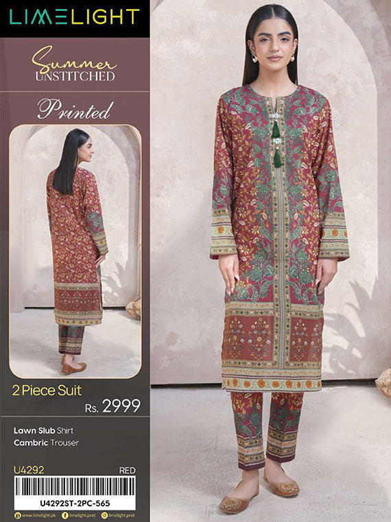 Limelight Printed Lawn Collection 2025 Vol-03 (U4292 Red)