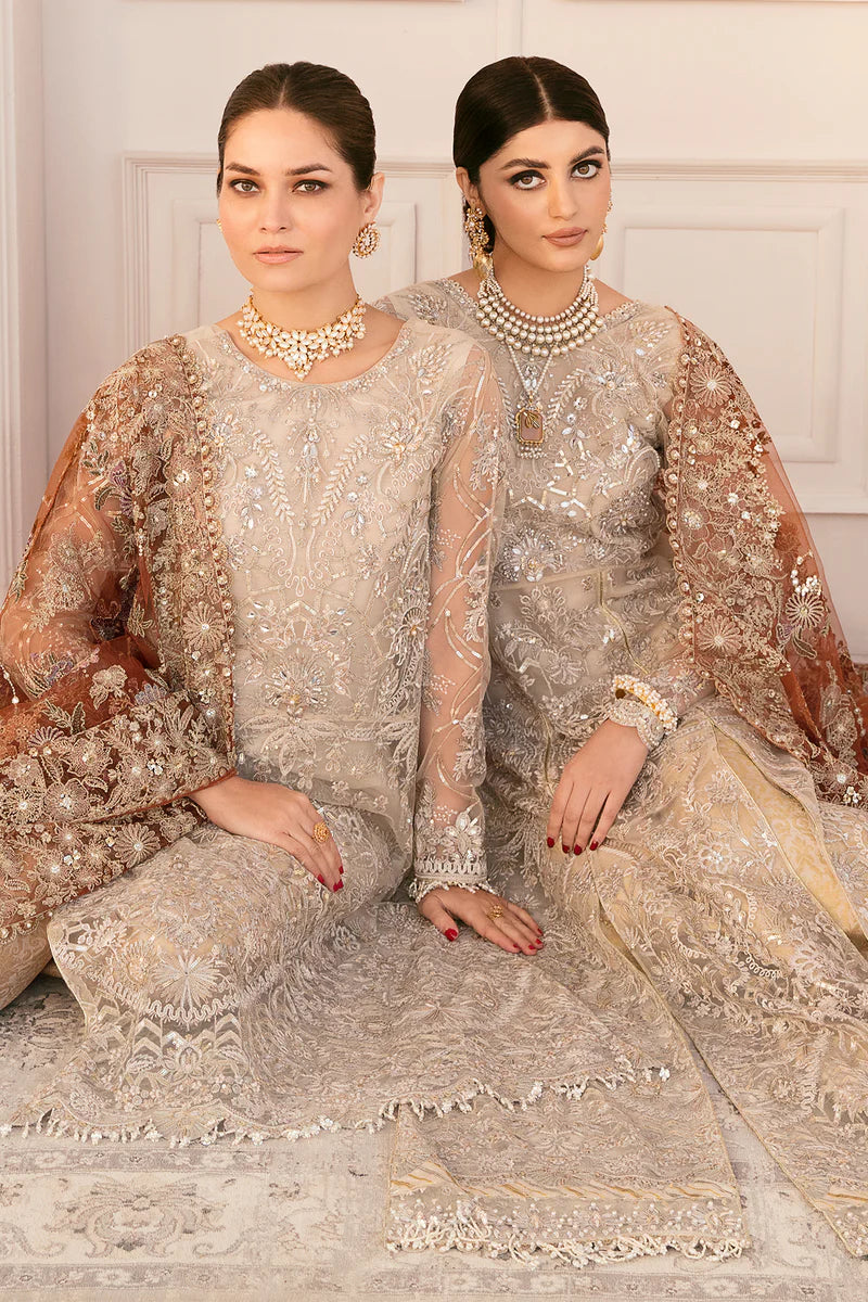 Luxury 10-Piece Hand Embroidered Net Suit | Front Hand Work, Net Dupatta & Dyed Jamawar Trouser – Unstitched Bridal & Formal Wear