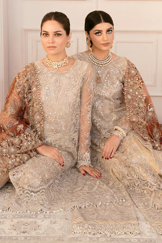 Luxury 10-Piece Hand Embroidered Net Suit | Front Hand Work, Net Dupatta & Dyed Jamawar Trouser – Unstitched Bridal & Formal Wear
