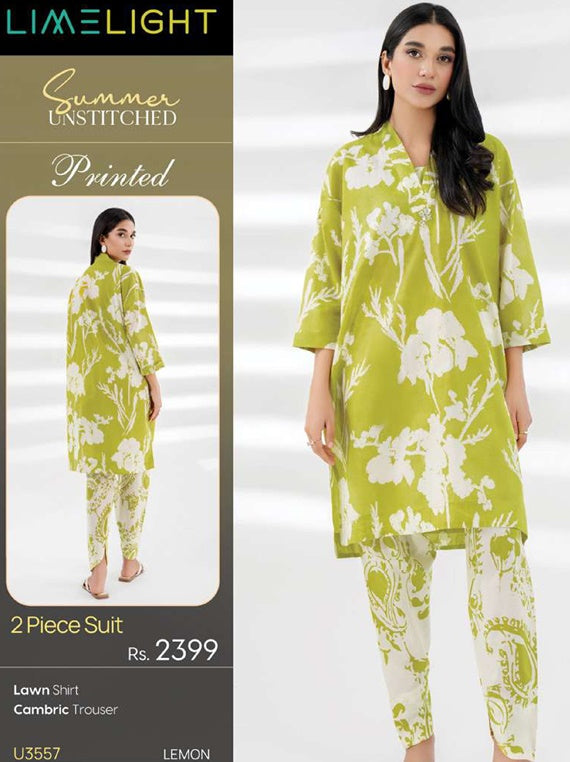 Limelight Printed Lawn Collection 2025 Vol-01 (U3557 Lemon)