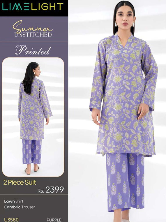 Limelight Printed Lawn Collection 2025 Vol-01 (U3560 Purple)