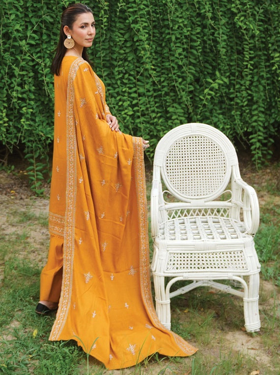 ABRISH Embroidered Fancy Peach Leather Collection by Johra (JW-146)
