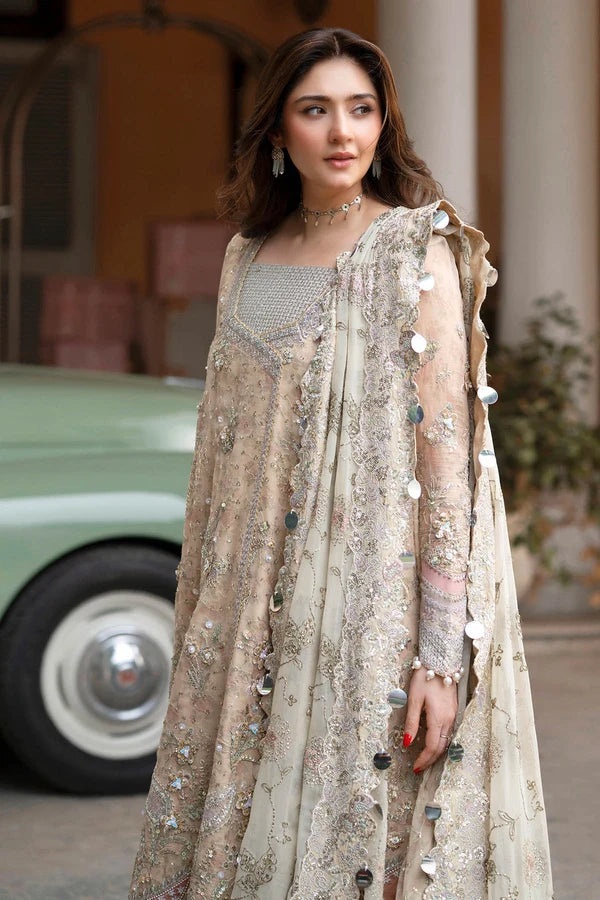 Luxury Embroidered Printed Chiffon Formal Suit with Hand Embellishments