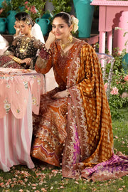 Luxury Embroidered Silk Cutwork Formal Suit with Zari Chiffon Dupatta