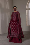 Embroidered Chiffon 3-Piece Suit with Organza Border & Chiffon Dupatta