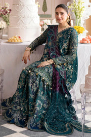 Luxury Embroidered Chiffon Formal Suit with Printed Silk Trouser