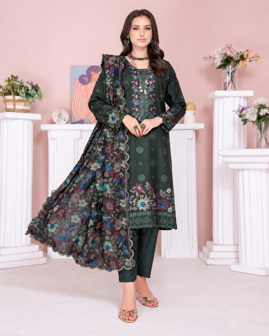 Riaz Arts Kamyar Luxury Winter Embroidered Wool Touch Peach Suit