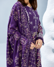 Zarnish by Johra Luxury Embroidered Winter Suit with Embroidered Wool Shawl