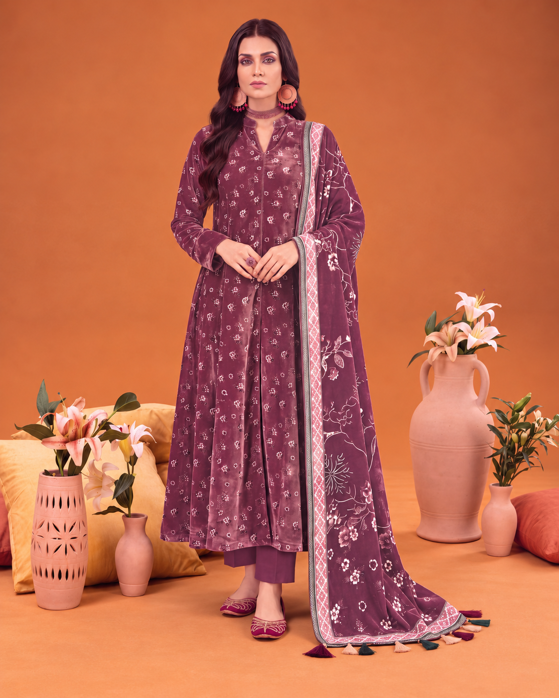 Riaz Arts Mahees Luxury Winter Digital Printed Velvet Suit