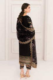 Embroidered Raw Silk & Velvet 9-Piece Unstitched Suit With Organza Patches, Embroidered Net Dupatta & Raw Silk Trousers