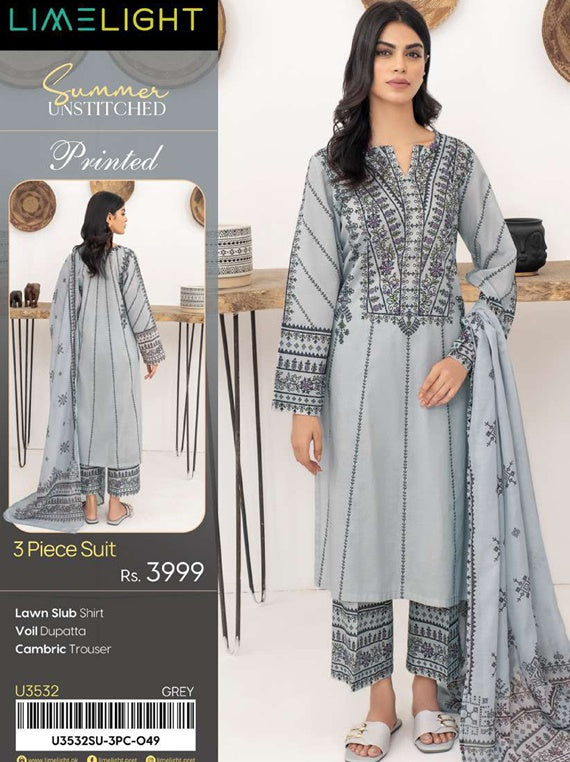 Limelight Printed Lawn Collection 2025 Vol-01 (U3532 Grey)