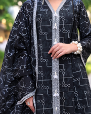 Alzohaib DHAGAKARI Digital Printed Embroidered 3 Piece Lawn Suit