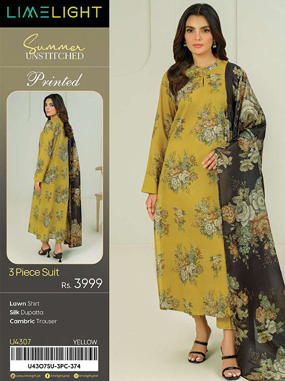 Limelight Printed Lawn Collection 2025 Vol-03 (U4307 Yellow)