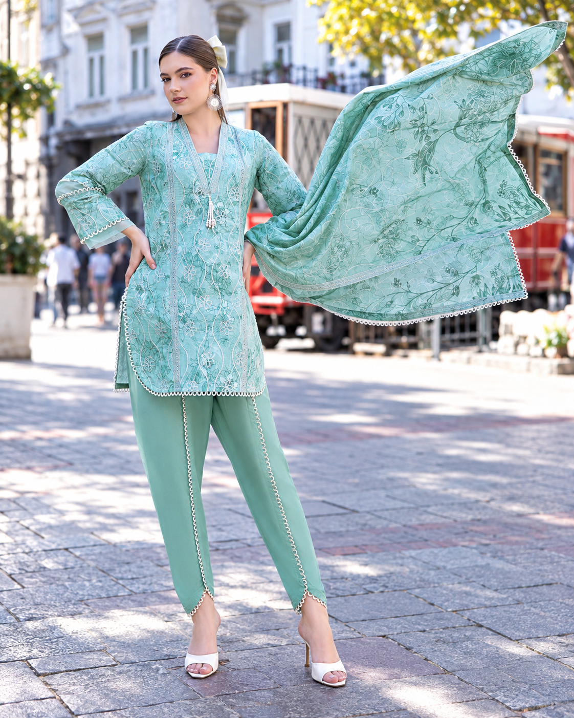 Alzohaib DHAGAKARI Digital Printed Embroidered 3 Piece Lawn Suit