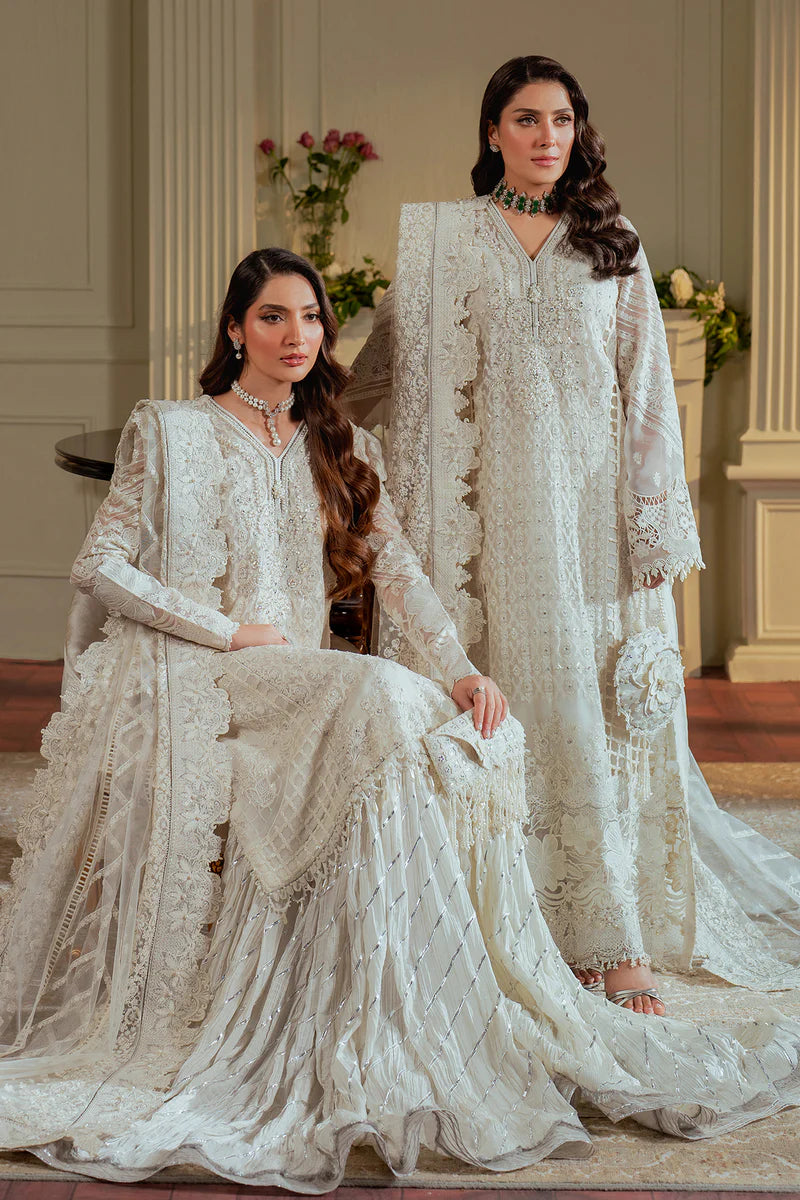 Luxury 11-Piece Embroidered Chiffon & Silk Suit | Handcrafted Front Panel, Organza Dupatta & Embroidered Trouser Border | Premium Festive Wear
