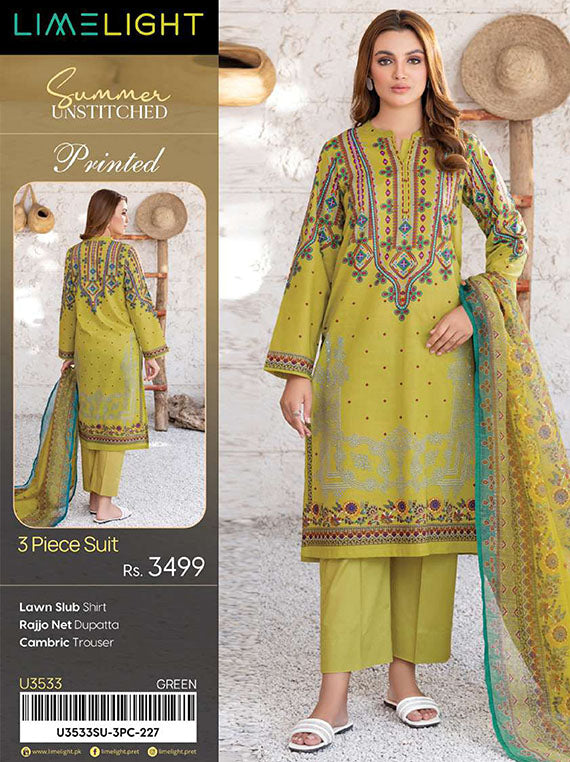 Limelight Printed Lawn Collection 2025 Vol-01 (U3533 Green)